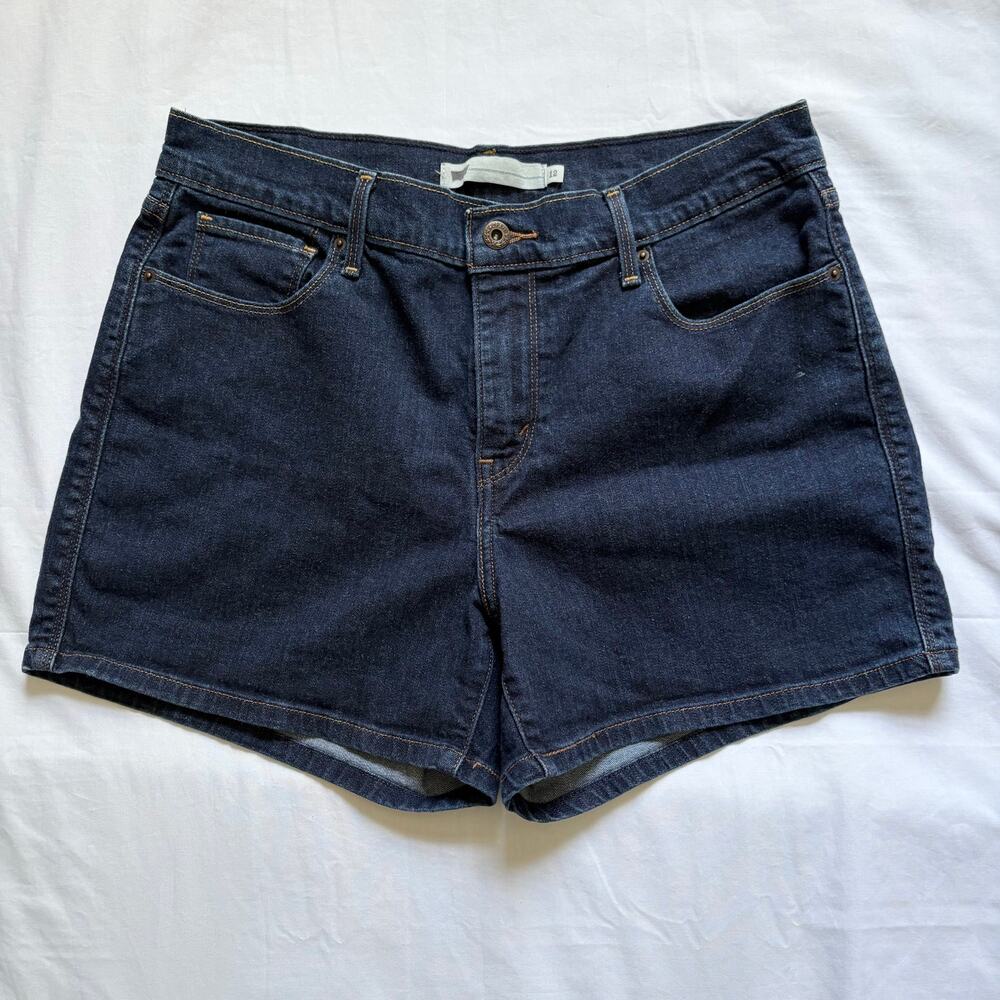 Levi Strauss women's jean denim shorts size 12 high rise dark wash 17864-0000
